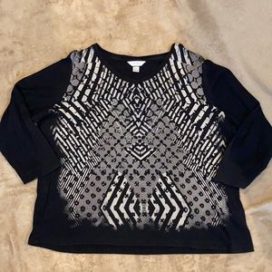 CJ Banks 3X black long sleeve graphic tee.